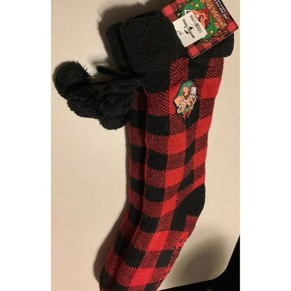 Universal Studios Slipper Cabin Socks Earl's Tree Farm Sherpa Lined  Nonslip NWT